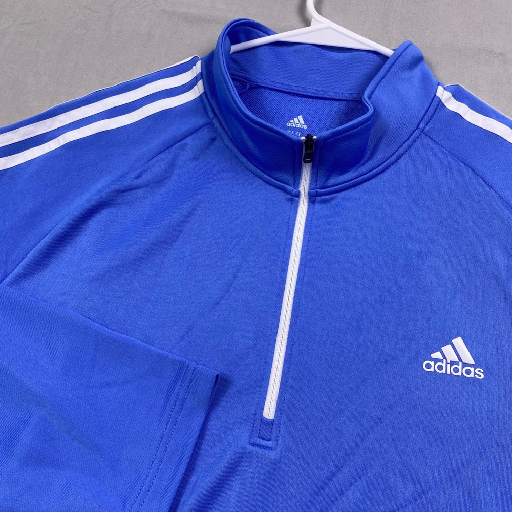 Adidas Golf French Terry 1/4 Zip Pullover Mens 2XL Blue Polyester‎ UPF 50 Sport